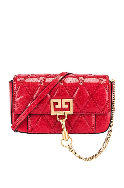 Givenchy Mini Pocket Quilted Convertible Leather Bag In Vermillion