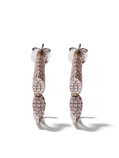 As29 18kt Rose Gold Spine Diamond Hoops Earrings