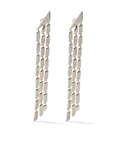 As29 18kt Rose Gold Cascade Triple Diamond Earrings