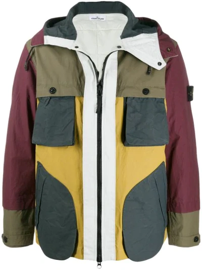 Stone Island Men's Multicolor Patch Zip-front Jacket In Mustard