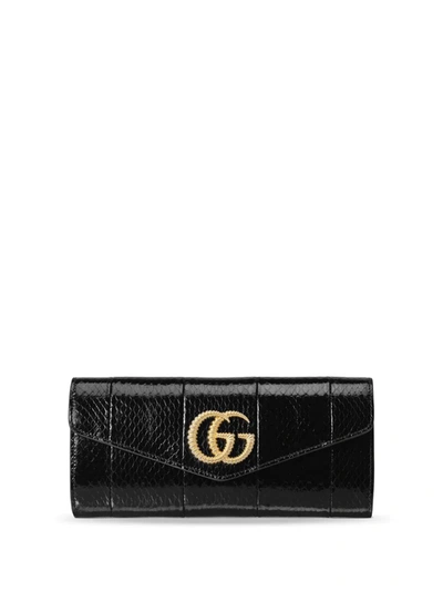 Gucci Broadway Medium Snakeskin Evening Clutch Bag In Black Snakeskin