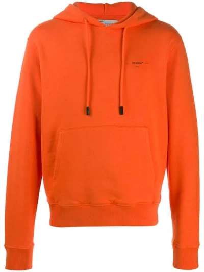 Off-white Men's Slim Hoodie Sweatshirt With Small Logo Print In Orange