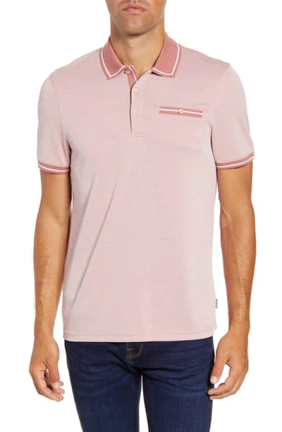 Ted Baker Mightie Regular Fit Polo Shirt In Mid Pink