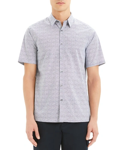 Theory Iriving Lumen Short-sleeve Geometric-print Regular Fit Shirt In Eclipse Multi