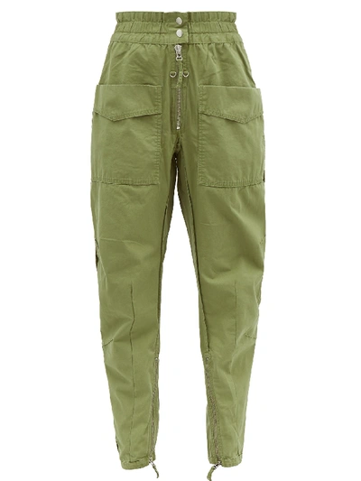 Isabel Marant Étoile Lecia Tapered Cotton-canvas Utility Trousers In Army Green