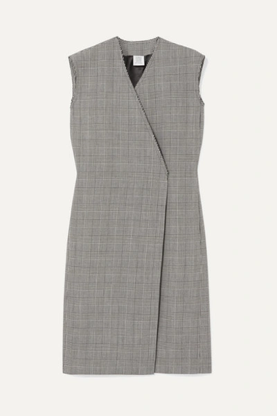 Vetements Houndstooth Single-breasted Sleeveless Wool Coat In Gray