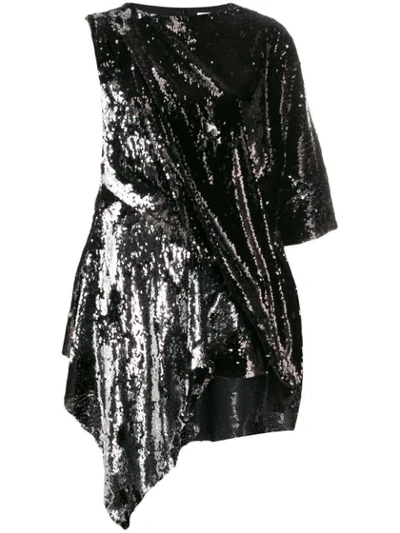 Marques' Almeida Black And Silver Sequin Mini Dress