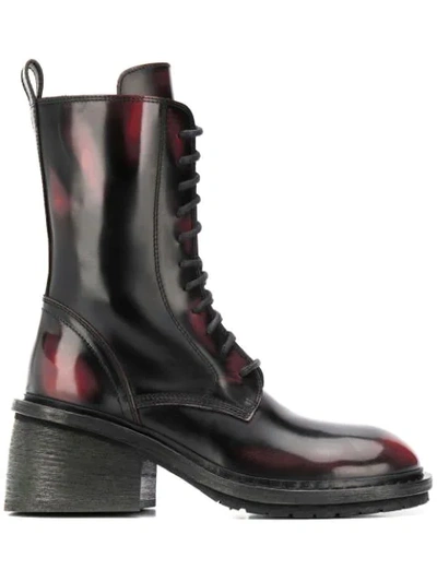 Ann Demeulemeester Block-heel Distressed-leather Boots In Black