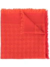 Tory Burch Logo Jacquard Traveler Scarf In Bright Red