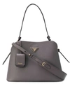 Prada Small Promenade Saffiano Calfskin Shoulder Bag In Grey