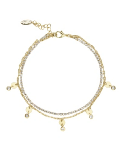 Ettika Giovanna Layered Crystal 18k Gold Plated Anklet