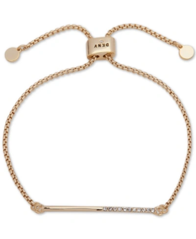 Dkny Gold-tone Half-pave Bar Slider Bracelet