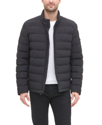 Dkny Men's Quilted Hooded Bomber Jacket In Black