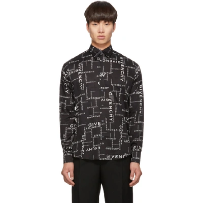 Givenchy All Over Logo Printed Shirt In Black