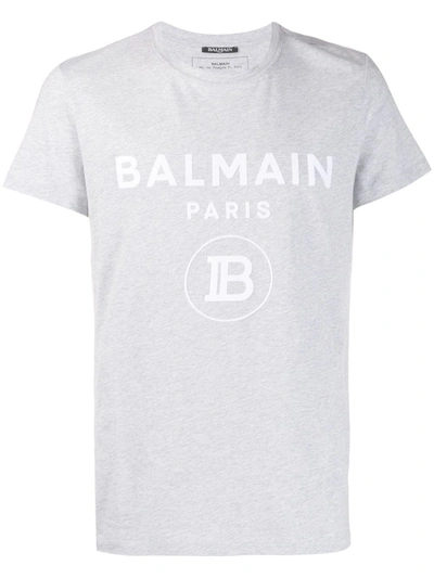 Balmain Logo-print Cotton-jersey T-shirt In Blanc Multi