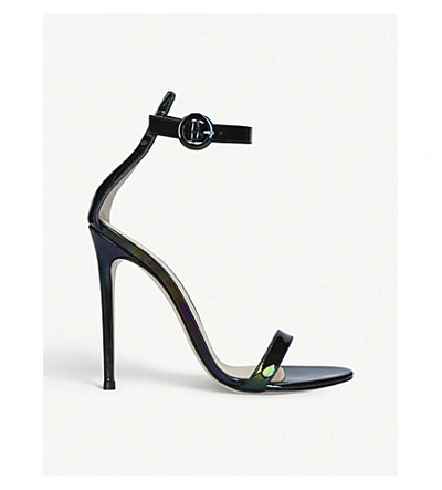 Gianvito Rossi Portofino 105 Holographic-leather Heeled Sandals In Blk/other
