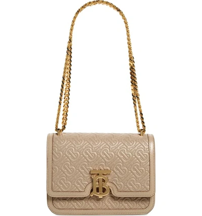Burberry Small Tb Quilted Monogram Lambskin Bag In Honey