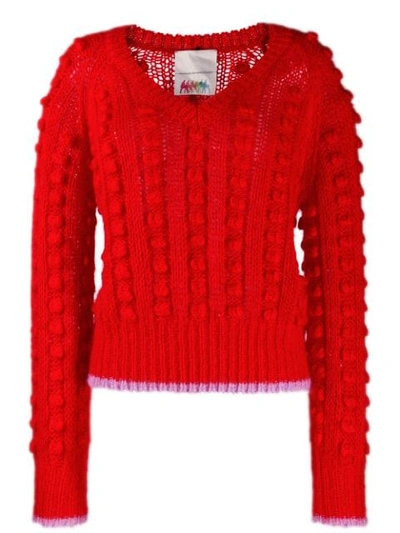 Marco De Vincenzo Contrasting Trim Chunky Jumper In Red
