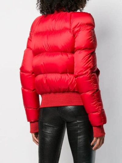 Rick Owens Cropped Nylon Bomber Jacket In Red