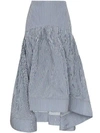 Rosie Assoulin Pinstripe Fishtail Skirt In Blue
