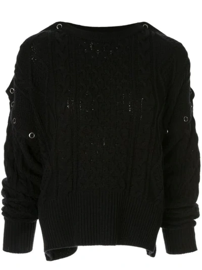 Miharayasuhiro Cable Knit Slouchy Jumper In Black