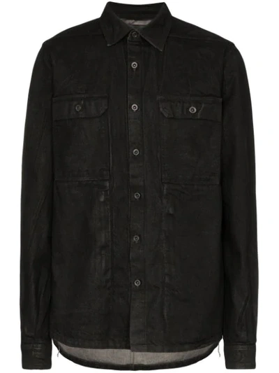 Rick Owens Drkshdw Waxed Cotton Shirt Jacket In Black