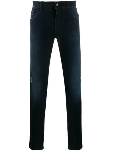 Dolce & Gabbana Distressed Straight Leg Jeans In Blue