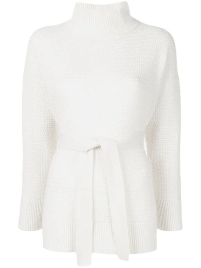 Agnona Cashmere Belted Jumper In White