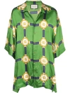 Gucci Oversized Harness-print Silk-twill Shirt In Green