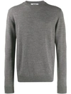 Msgm Intarsia Logo Knitted Sweater In Grey