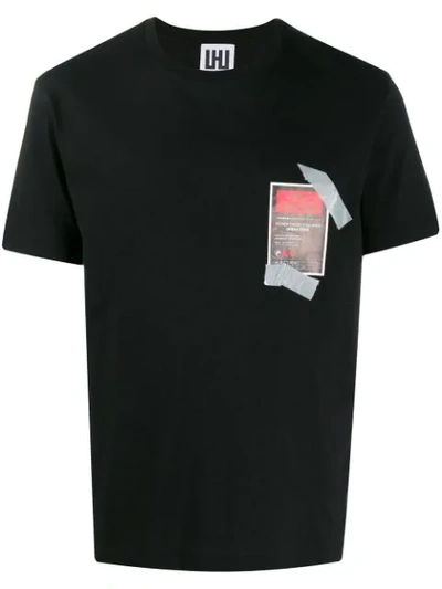 Les Hommes Urban Printed Cotton T-shirt In Black