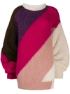 Circus Hotel Diagonal Stripe Oversized Jumper In Mix91  Sunset