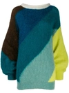 Circus Hotel Diagonal Stripe Oversized Jumper In Blue