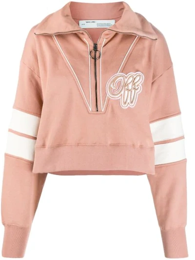 Off-white Half Zip Logo Sweatshirt In Neutrals