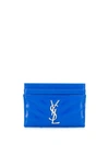 Saint Laurent Monogram Plaque Cardholder In Blue