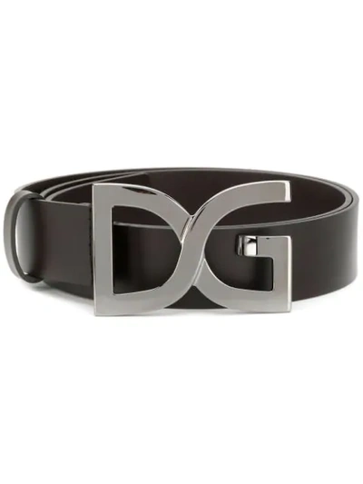 Dolce & Gabbana Logo Buckle Belt In Brown