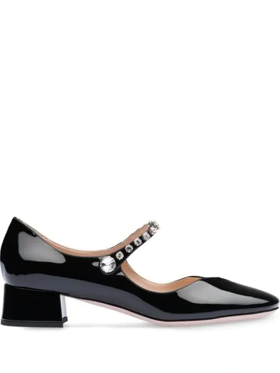 Miu Miu Embellished Strap 35mm Pumps In Black