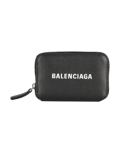 Balenciaga Everyday Zip Credit Card Case Logo In Black
