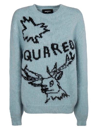 Dsquared2 Embroidered Logo Jumper In Cyan