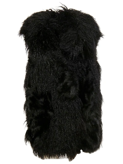 Stella Mccartney Aurora Waistcoat Shaggy Alter Fur In Black