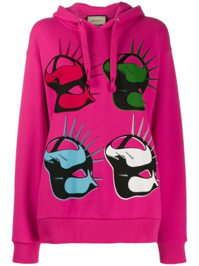 Gucci Mask Hooded Sweatshirt In Pink In 5251 Fuchsia