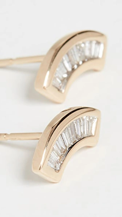 Adina Reyter 14k Heirloom Baguette Arc Earrings In Yellow Gold