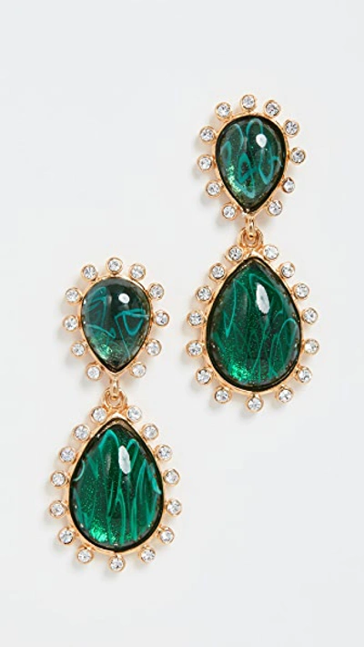Kenneth Jay Lane Emerald Teardrop Earrings In Flaw Emerald