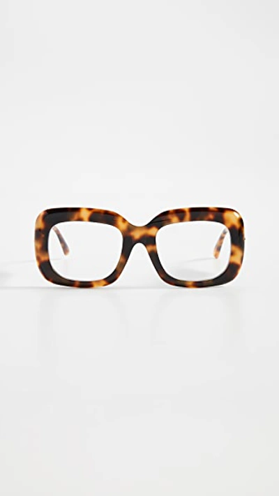 Linda Farrow Luxe Acetate Rectangle Glasses In Tortoise/gold