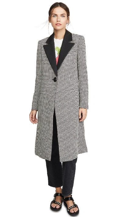 Alice And Olivia Sienna Long Blazer Coat In Black/white