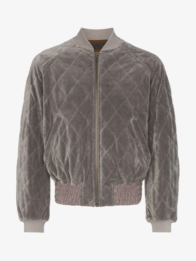 Haider Ackermann Quilted Velvet Bomber Jacket In Grey