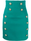 Balmain Buttoned Detailed Mini Skirt In Blue