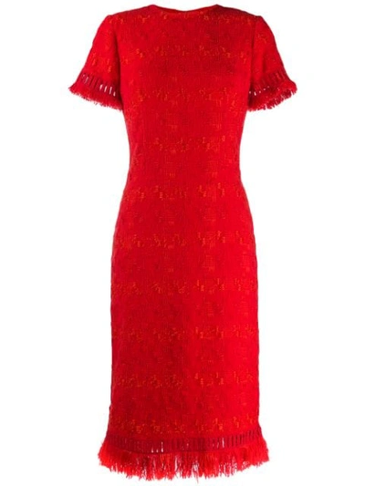 Ermanno Scervino Fringed Embroidered Dress In Red