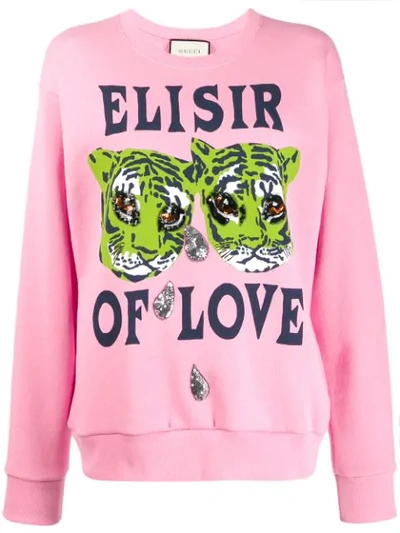 Gucci Printed Tigers Sweatshirt In Pink