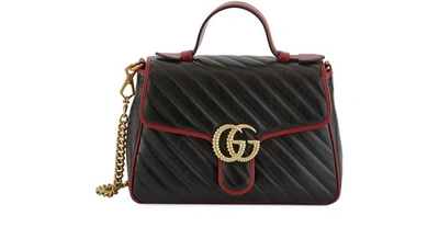 Gucci Gg %armont Handbag In Black/red
